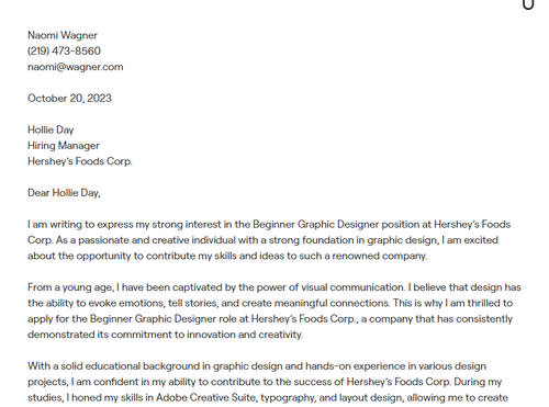 Graphic Designer cover letter