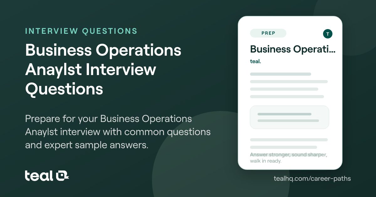 Business Operations Anaylst Interview Questions & Answers | Teal