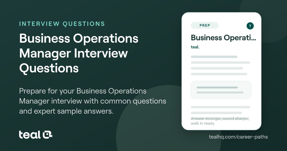 Ops Manager Interview Questions Business Operations Manager Interview Questions & Answers | Teal