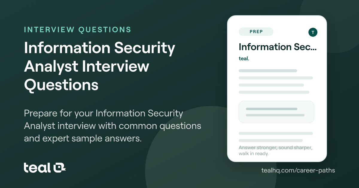 Information Security Analyst Interview Questions & Answers | Teal