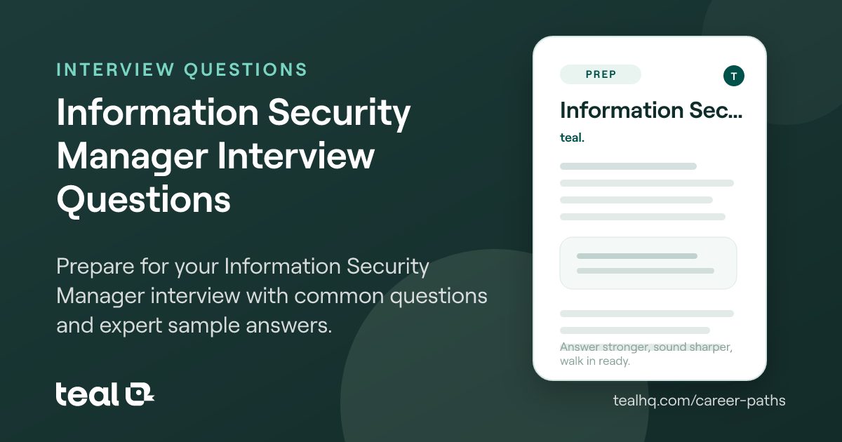 Information Security Manager Interview Questions & Answers | Teal