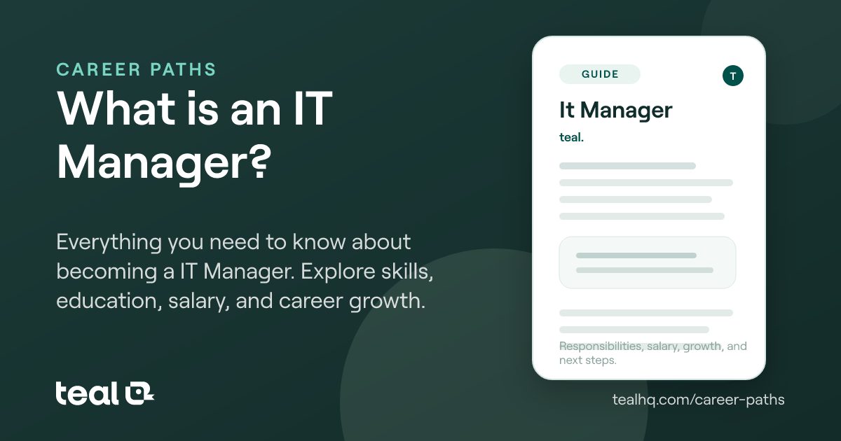 Max It Manager What is a IT Manager? - Career Insights | Teal