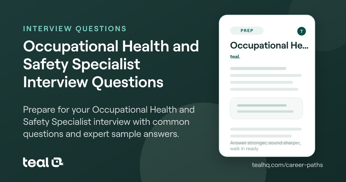 Occupational Health and Safety Specialist Interview Questions & Answers ...