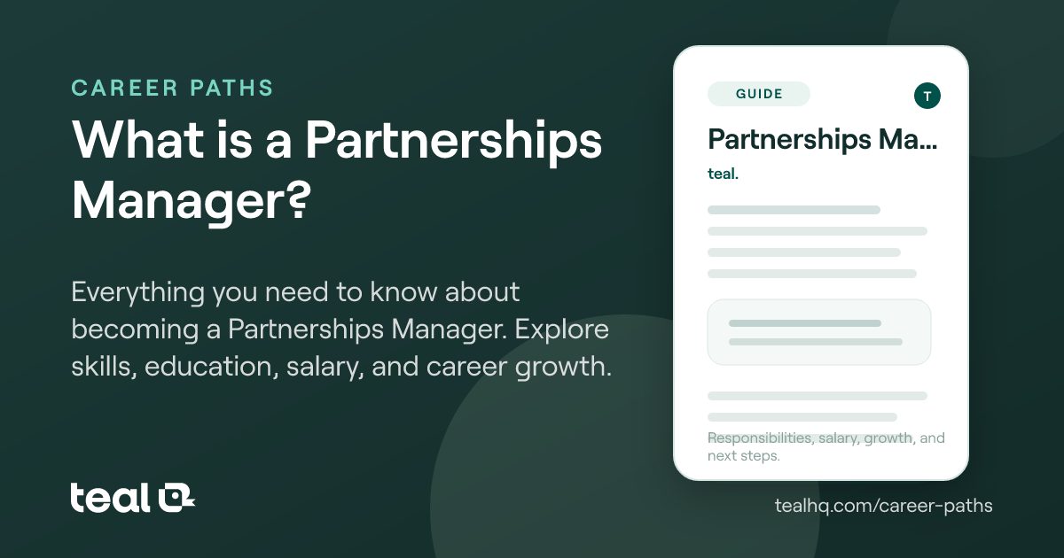 What is a Partnerships Manager? - Career Insights | Teal