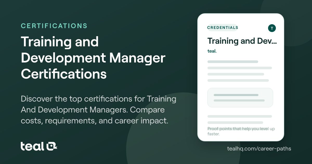 Training And Development Manager Certifications: Best Credentials to ...
