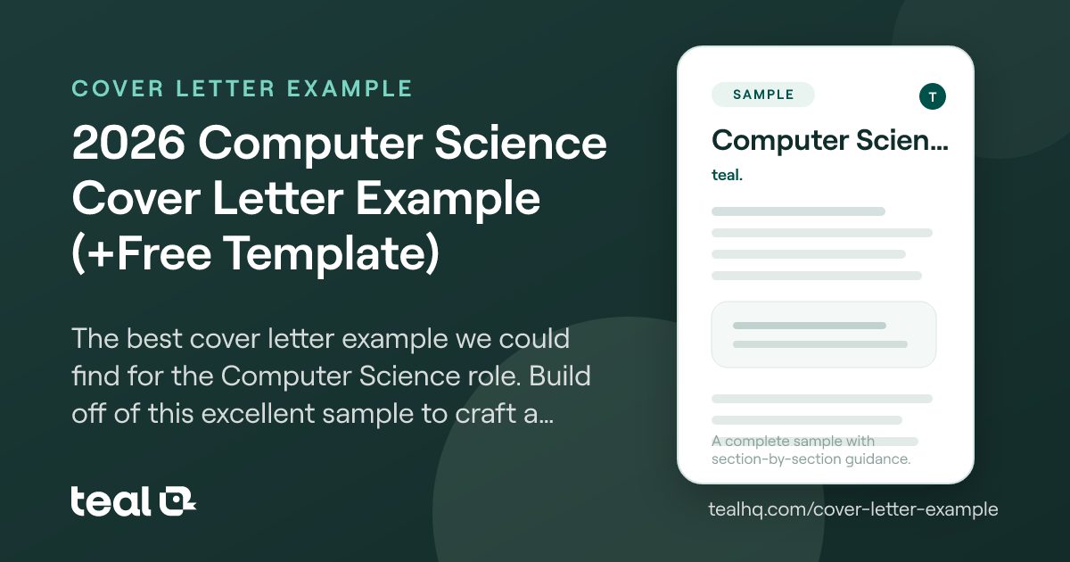 2025 Computer Science Cover Letter Example (+Free Template)