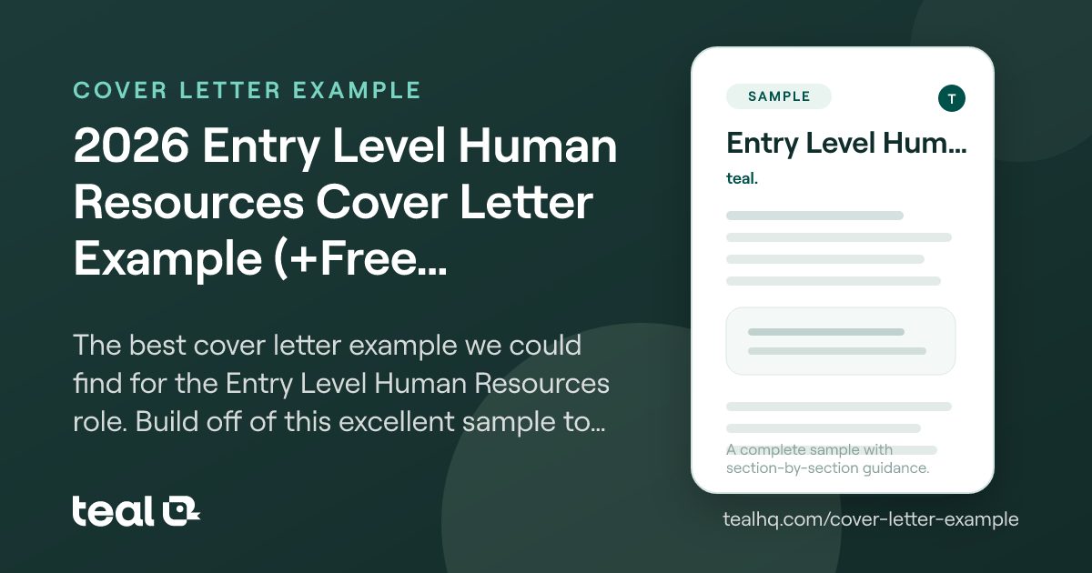 Humar Intry 2025 Entry Level Human Resources Cover Letter Example (+Free Template)