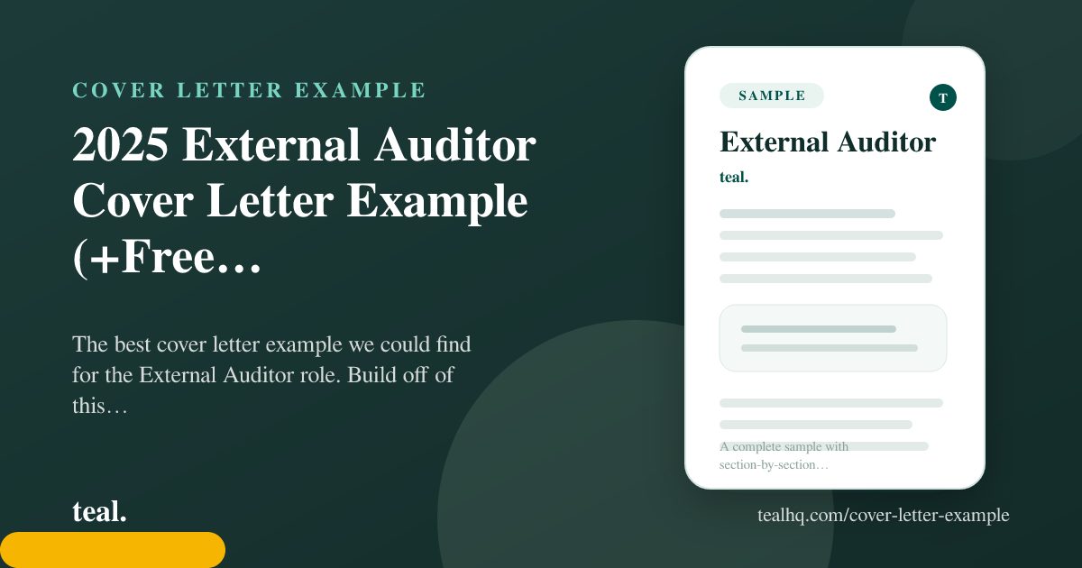 2025 External Auditor Cover Letter Example (+Free Template)