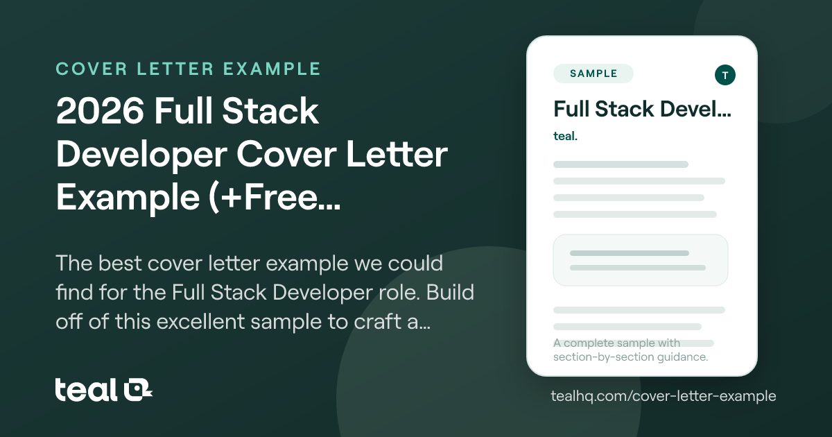 2025 Full Stack Developer Cover Letter Example (+Free Template)