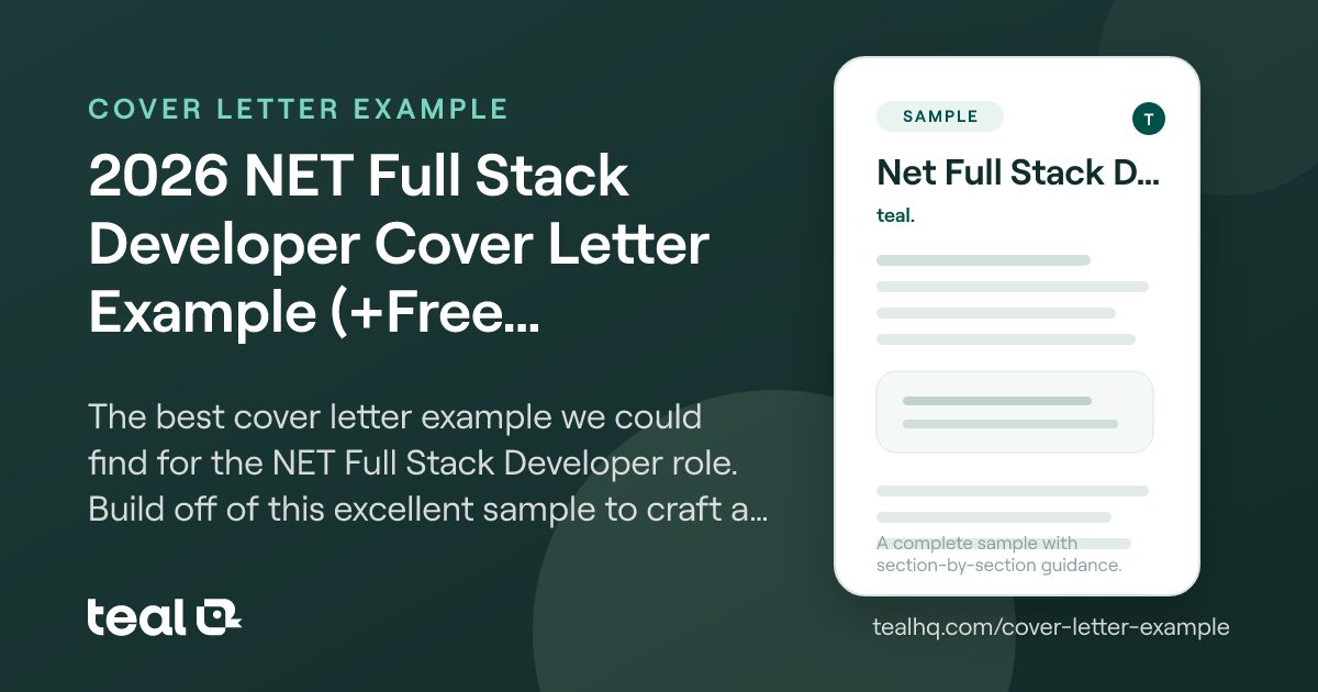 2025 NET Full Stack Developer Cover Letter Example (+Free Template)