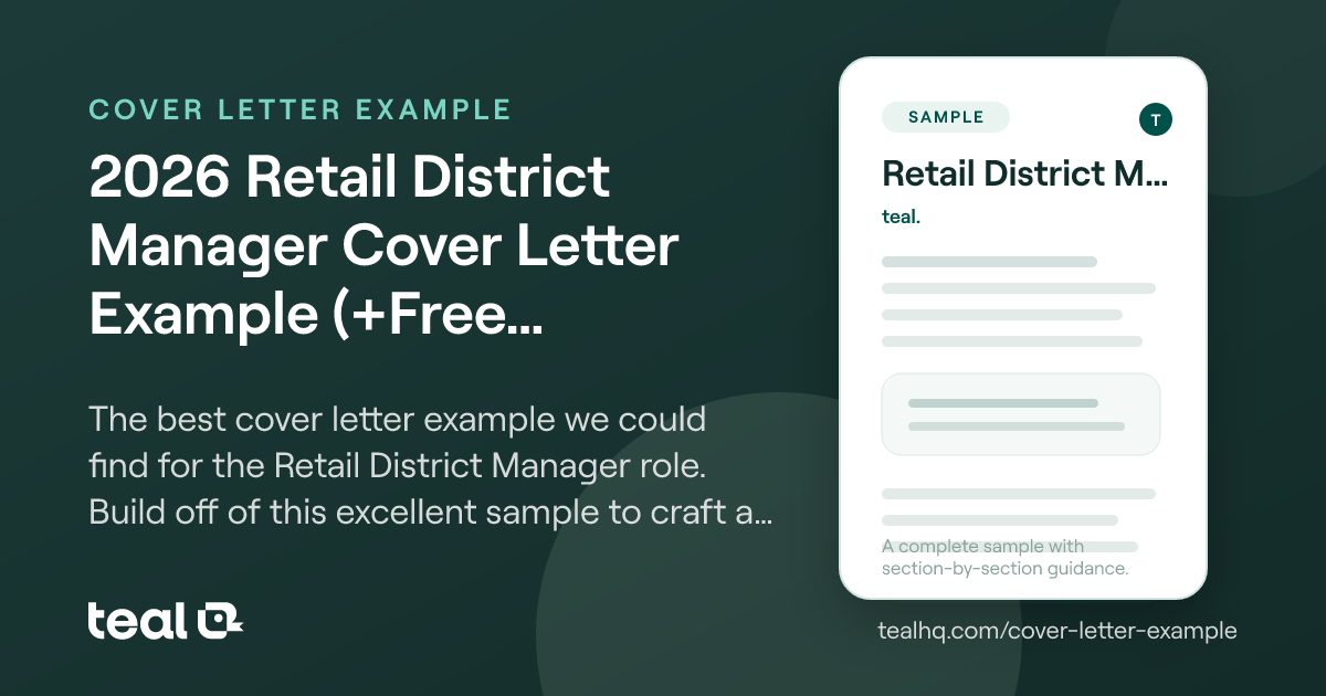2025 Retail District Manager Cover Letter Example (+Free Template)