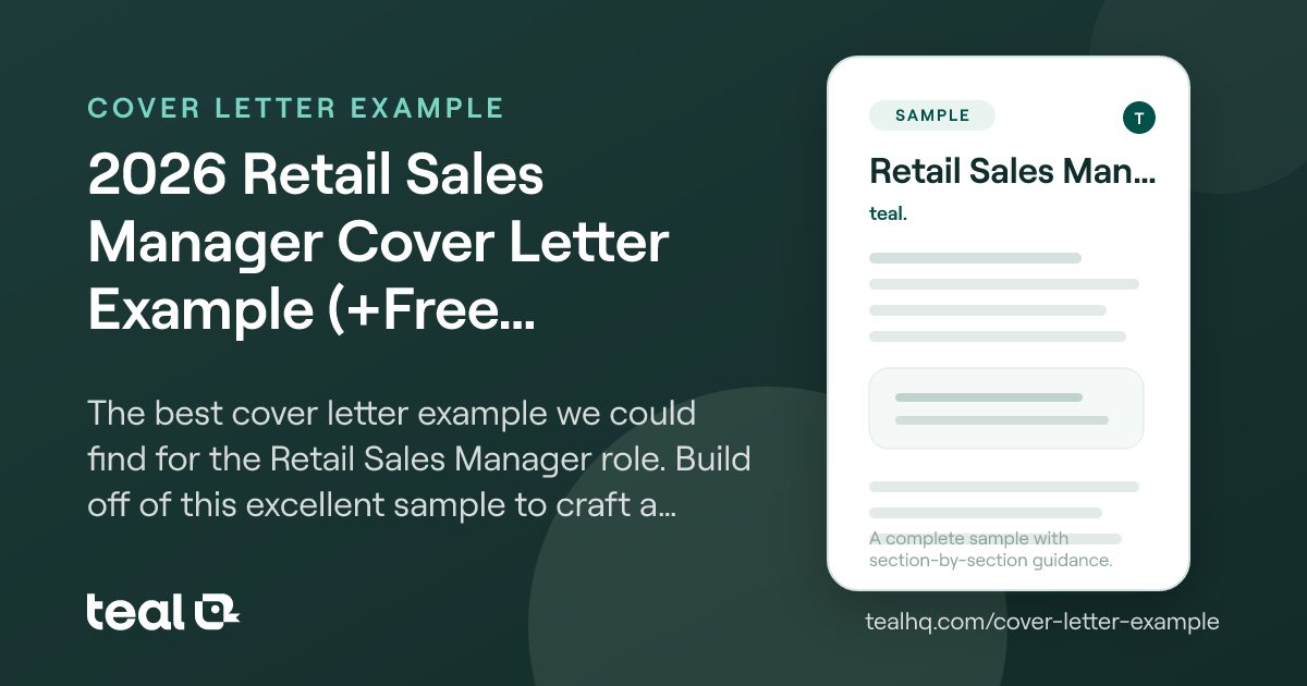 2025 Retail Sales Manager Cover Letter Example (+Free Template)