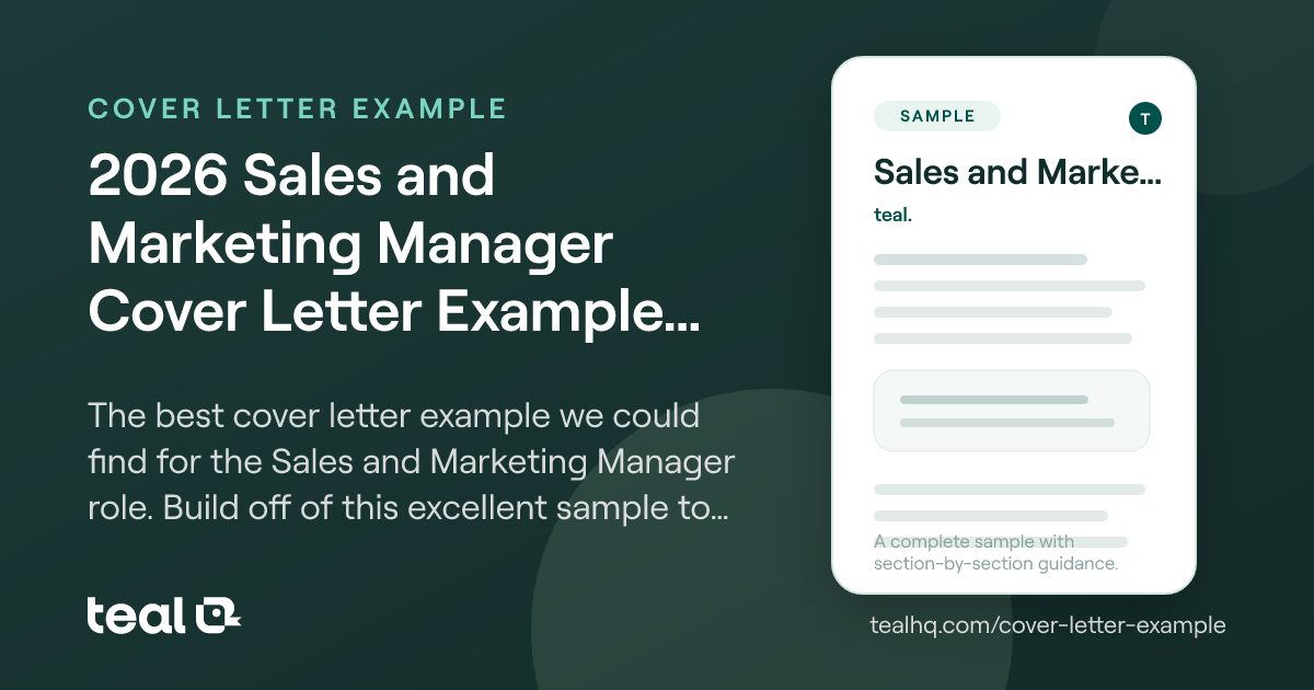 2025 Sales and Marketing Manager Cover Letter Example (+Free Template)
