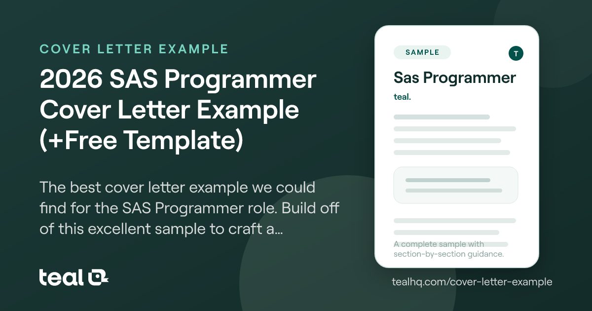 2025 SAS Programmer Cover Letter Example (+Free Template)
