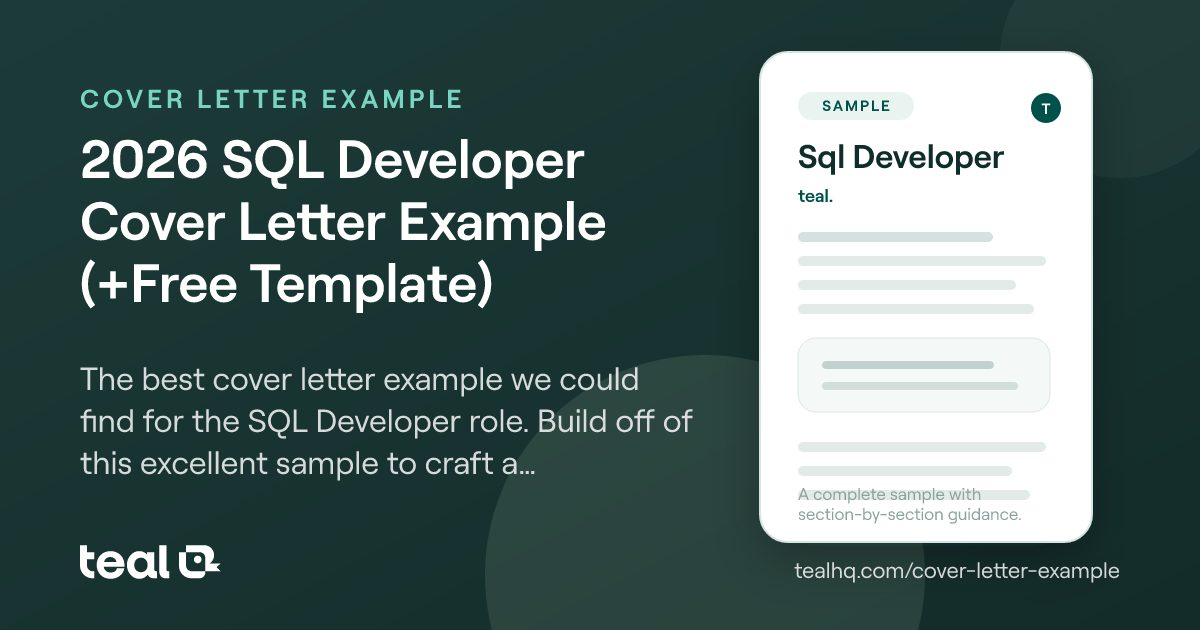 2025 SQL Developer Cover Letter Example (+Free Template)