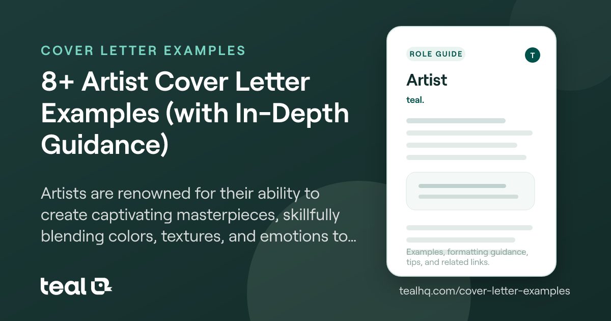 Artist Application Work Example 8+ Artist Cover Letter Examples (with In-Depth Guidance)